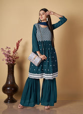 Georgette Salwar Suit in Dark Blue